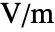 TemplateBox[{InterpretationBox[, 1], {"V", , "/", , "m"}, volts per meter, {{(, "Volts", )}, /, {(, "Meters", )}}}, QuantityTF]