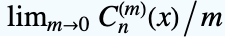 TemplateBox[{{TemplateBox[{n, m, x}, GegenbauerC], /, m}, m, 0}, Limit2Arg]