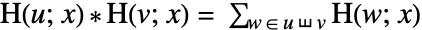 TemplateBox[{u, x}, HarmonicPolyLog]*TemplateBox[{v, x}, HarmonicPolyLog]= sum_(w  in  u ⧢ v)TemplateBox[{w, x}, HarmonicPolyLog]