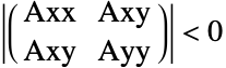 TemplateBox[{{(, , {{Axx,  , Axy}, ; , {Axy,  , Ayy}}, , )}}, Det]<0