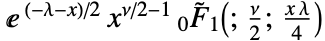  ⅇ^( (-lambda-x)/2) x^(nu/2-1) TemplateBox[{{nu, /, 2}, {{(, {x,  , lambda}, )}, /, 4}}, Hypergeometric0F1Regularized]