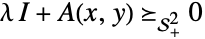 lambda I+A(x,y)>=_(TemplateBox[{2}, SemidefiniteConeList])0