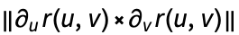 TemplateBox[{{{{partial, _, u}, {r, (, {u, ,, v}, )}}, x, {{partial, _, v}, {r, (, {u, ,, v}, )}}}}, Norm]